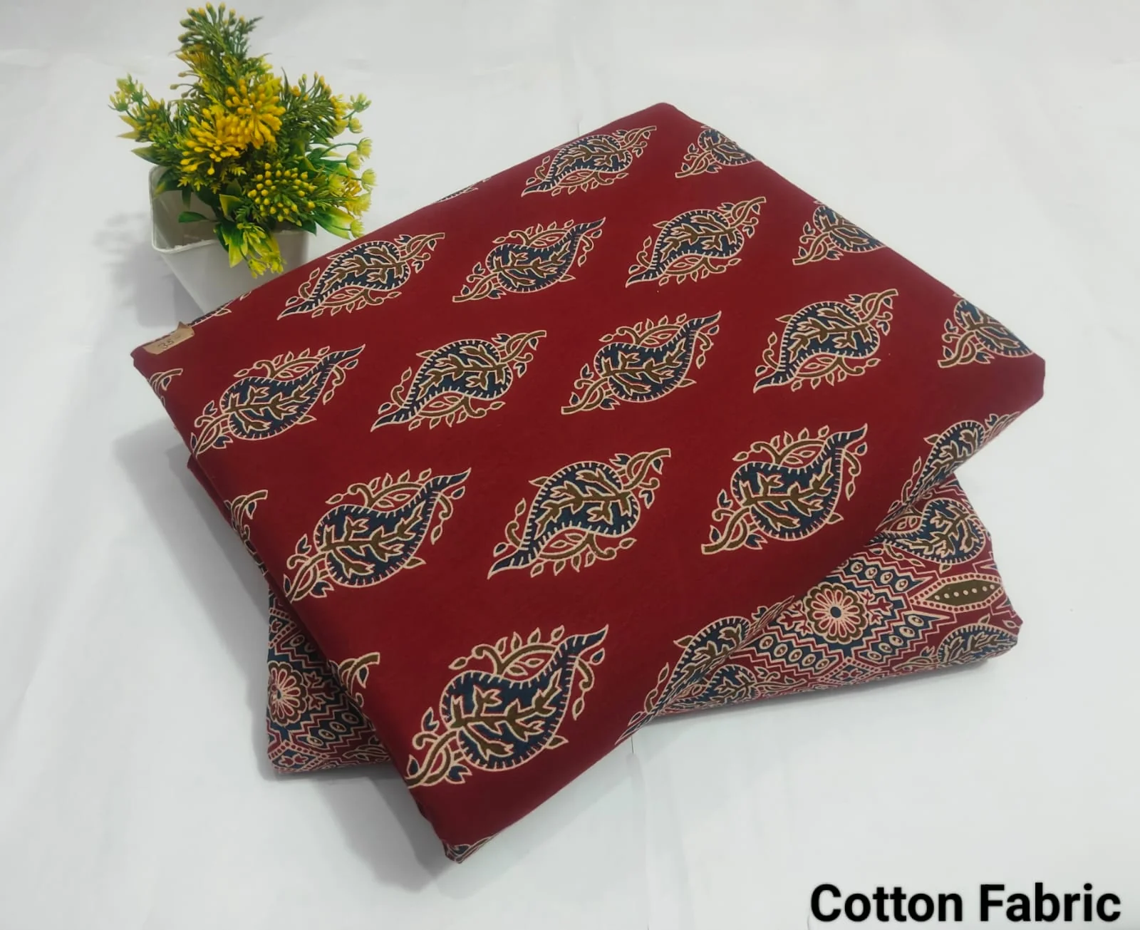 Maroon Ajrakh Cotton Fabric (BFTB117)