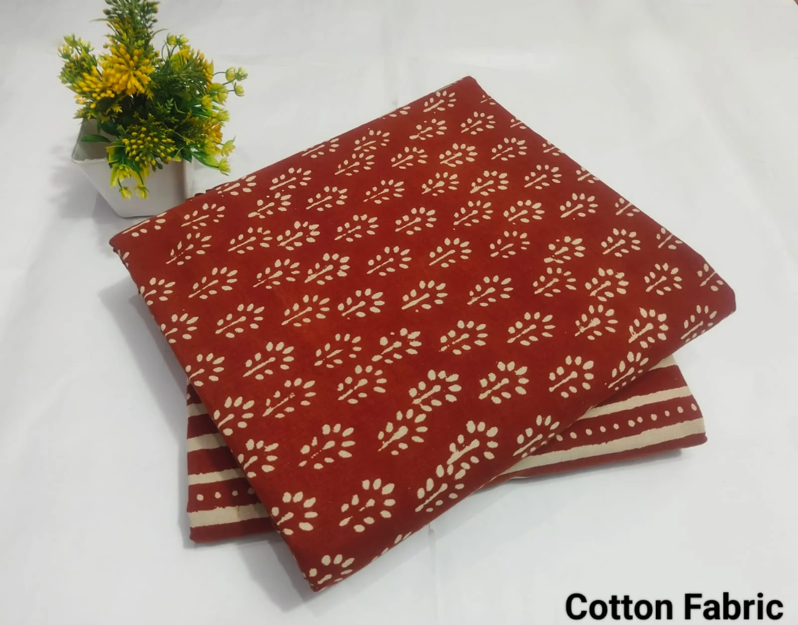 Rust Red Bandhani Cotton Fabric (BFTB127)