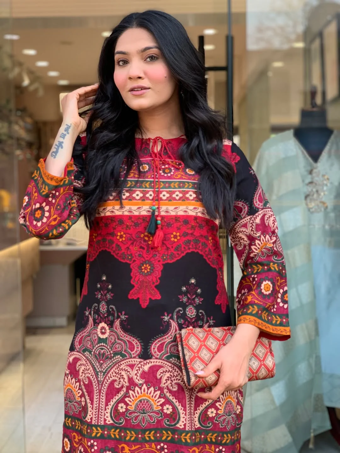 "Mughal Noir — Paisley Digital Print Kurta - Image 2