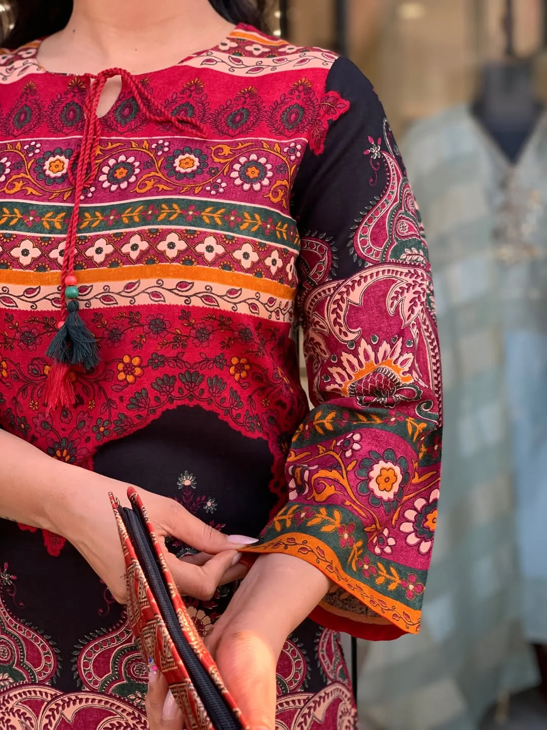 "Mughal Noir — Paisley Digital Print Kurta - Image 3